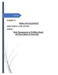 Risk Management at Wellfleet Bank