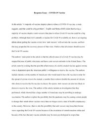 Response Essay – Covid-19 Vaccine