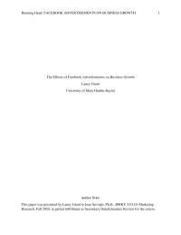 Seconday Data-the Effects Of Facebook Advertisements On Business Growth