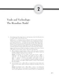 Trade And Technology: The Ricardian Model