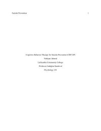 Cognitive Behavior Therapy For Suicide Prevention