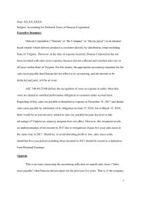 Accounting Memo With Duncan Corp