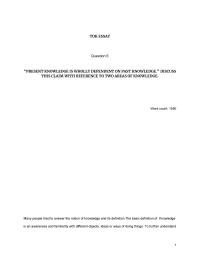 Tok Essay TOK ESSAY Question 6