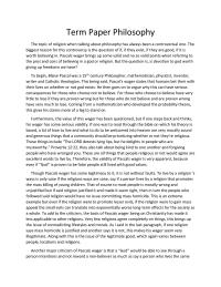 Philosophy Term Paper