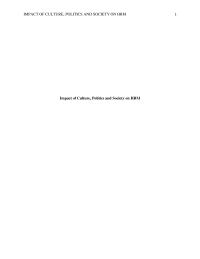 Impact Of Culture, Politics And Society On Hrm