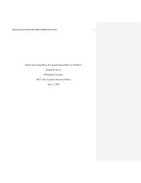 Poultry Processing Plants: The Organizational Effect Of Covid-19