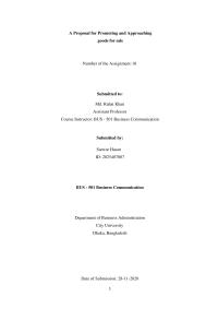 A Proposal For Promoting And Approaching Goods For Sale