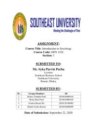 SOCIOLOgy ASSIGNMENTCourse Title