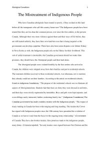 The Mistreatment Of Indigenous People