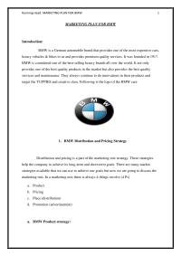 MARKETING PLAN FOR BMW