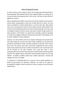 Effects Of Ageing On Society