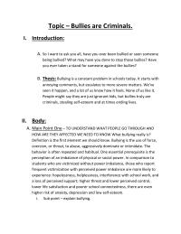 Persuasice Speech Outline