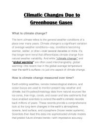Climatic Changes Due To Greenhouse Gases