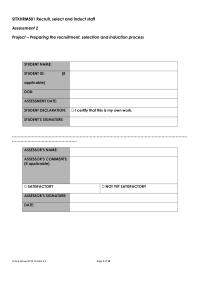 Economics SITXHRM501 Recruit