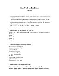Finance Study Guide for Final