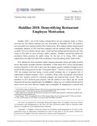 Haidilao 2018- Demystifying Restaurant Employee