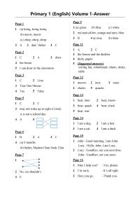 Primary 1 English Answer