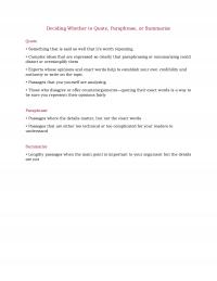 978-0393617467 Handouts Research – Deciding Whether to Quote Paraphrase or Summarize