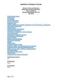 Syllabus For Psy 103