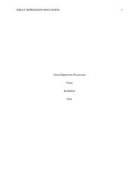 History GREAT DEPRESSION