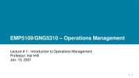 Intro To Op Management