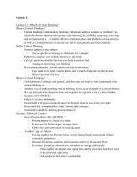 Critical Thinking Module 1
