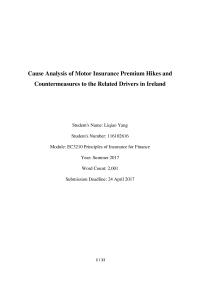 Cause Analysis Of Motor Insurance Premium Hikes And Countermeasures To The Related Drivers In Ireland