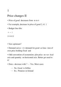Econ 1Price changes II Price of good