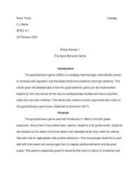 Article review Rose TrinityI