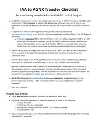 Iaa To Agnr Transfer Checklist