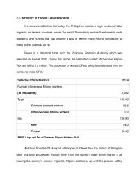A History of Filipino Labor Migration