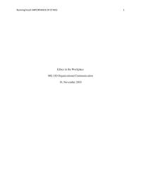 Ethics In The Workplace