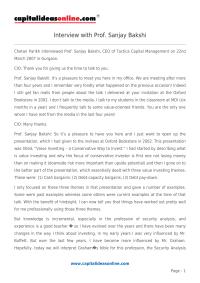 Project Interview with Prof Sanjay