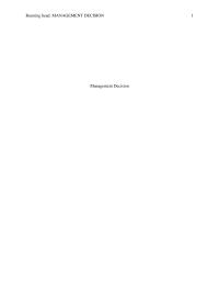 Business Running head MANAGEMENT