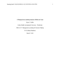 A Managerial Accounting Analysis Of Delta Air Lines