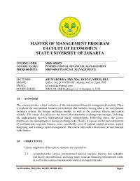 Syllabus MASTER OF MANAGEMENT