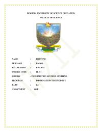 Assignment 1 BINDURA UNIVERSITY