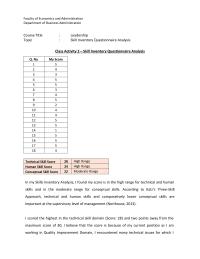 Skill Inventory Questionnaire Analysis