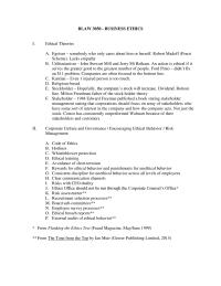 Outline For Business Ethics