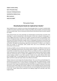 Should Physical Books Be Replaced By Ebooks_persuasive Essay