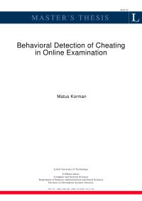 Behavioral Detection Of Cheating In Exam