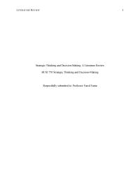 Strategic Thinking And Decision-making: a Literature Review