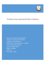 The Impact On Intra-organizational Culture On Employees