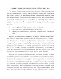 Review, Evaluation And Control
