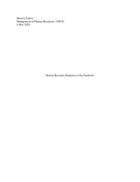 Human Resource Response To Pandemic