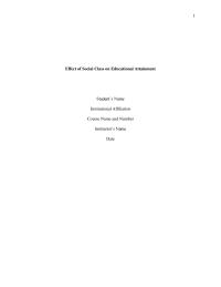 Effect Of Social Class On Educational Attainment