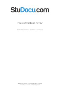 Finance Final Exam Review