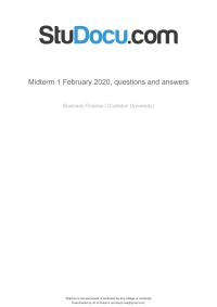 Midterm Finance Review