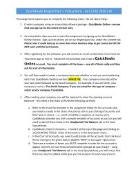 QuickBooks Project Part 1 Instructions