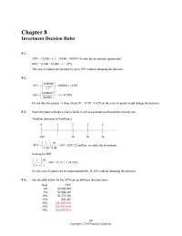 Corporate Finance Chapter 8 Investment Decision Rules Solution